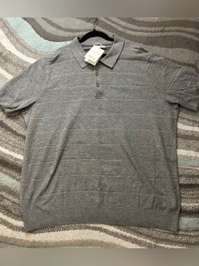 Men's Grey Knit Polo Shirt - Brand free assembly